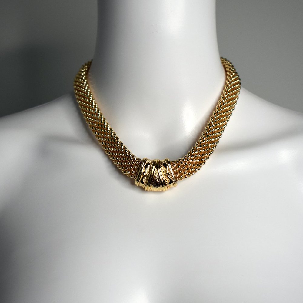VINTAGE 60s GOLD PLATED COLLAR CHOKER NECKLACE ✨ - Picture 3 of 3